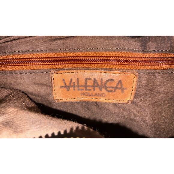 Vilenca Holland Genuine Woven Leather Shoulder Bag And Backpack Bag Chestnut - Picture 3 of 6